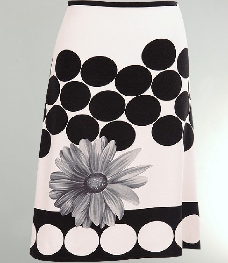 Black/ white jersey skirt with printed flower