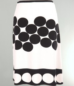 Black/ white jersey skirt with printed flower