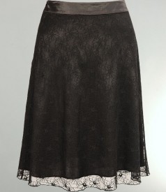 Black lace skirt lined with satin