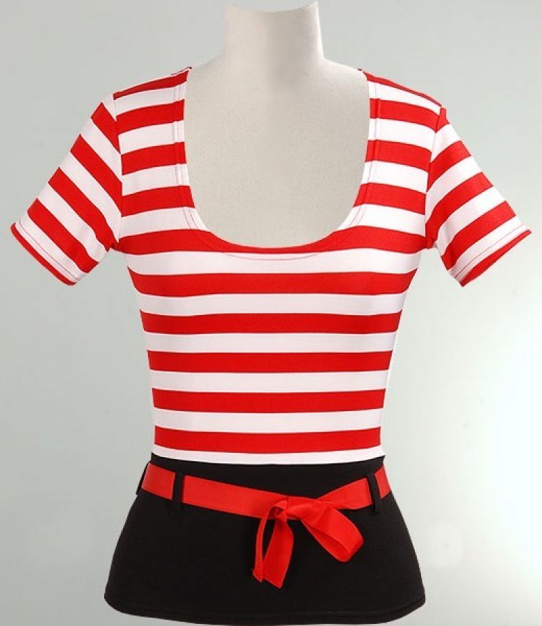 Sailor style t-shirt with red girdle