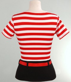 Sailor style t-shirt with red girdle