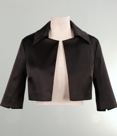 Black bolero of elastic satined fabric