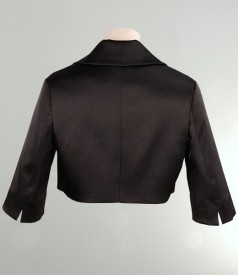 Black bolero of elastic satined fabric