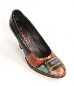 Art manually painted black lacquered leather Astore shoes