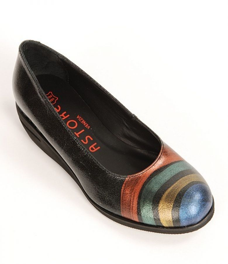 Arcobaleno manually painted black lacquered leather Astore shoes black YOKKO