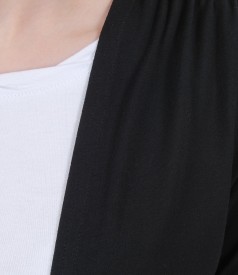 Black jersey blouse with front tie