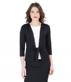 Black jersey blouse tied with cord