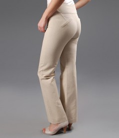 Linen beige pants with pockets
