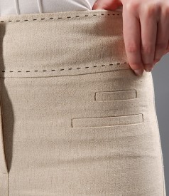 Linen beige pants with pockets