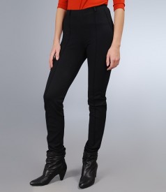 Black thick ribbed jersey pants