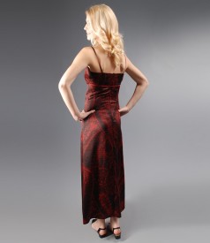 Elastic long satin dress with straps