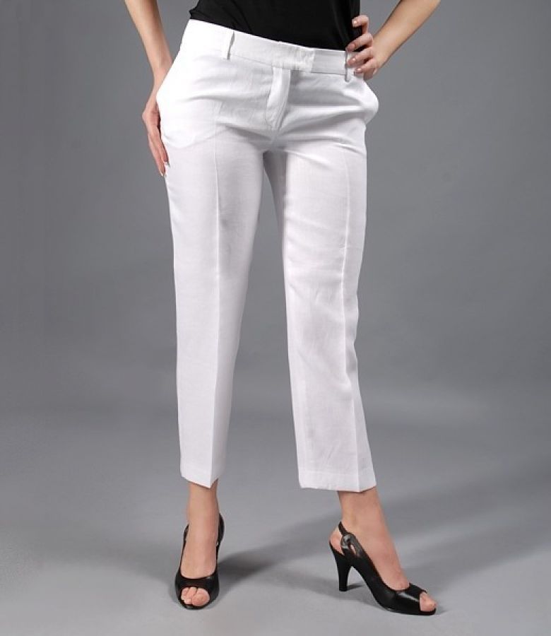 Linen white pants with pockets white - YOKKO