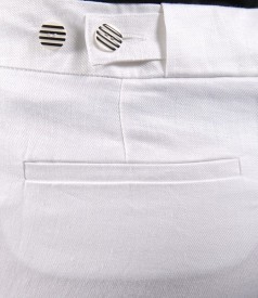 Linen white pants with pockets