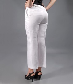 Linen white pants with pockets