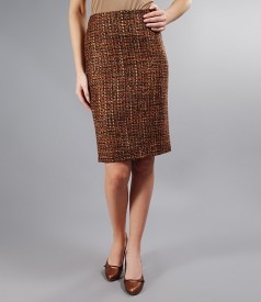 Skirt in brown loops with wool and effect thread