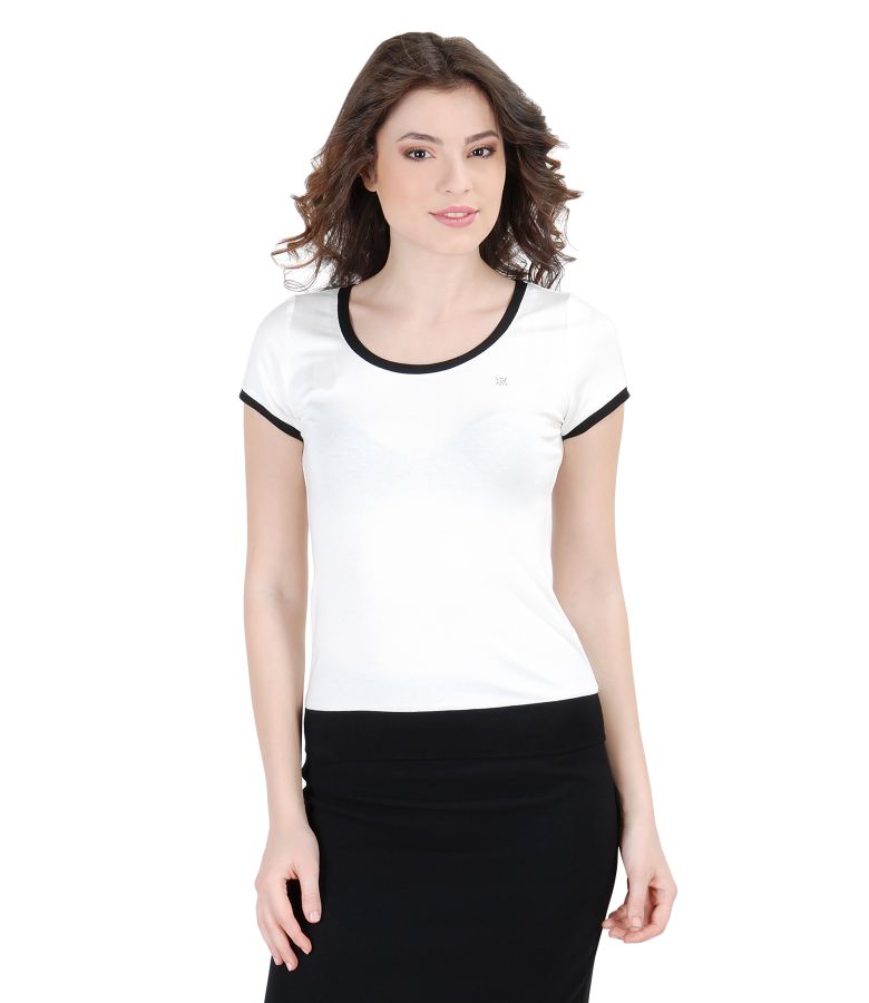 Elastic jersey t-shirt with trim