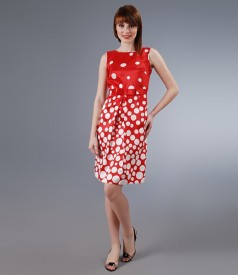 Rochie eleganta cu buline si funda sub bust