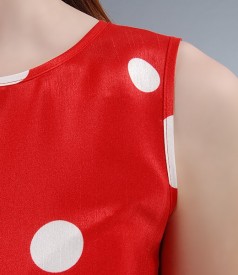 Rochie eleganta cu buline si funda sub bust