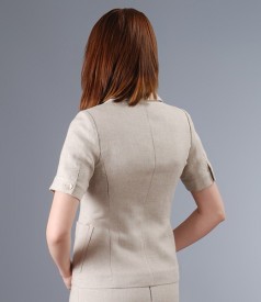 Linen beige jacket with pockets