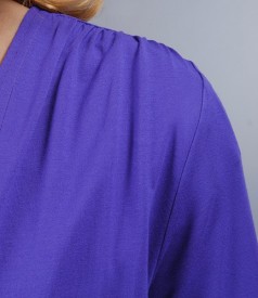 Purple jersey blouse tied with cord