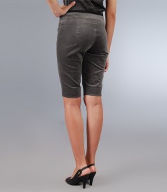 Stretch velvet shorts with lining