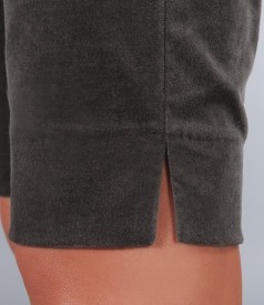 Stretch velvet shorts with lining