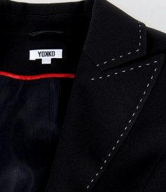 Black office jacket with contrasting stitches