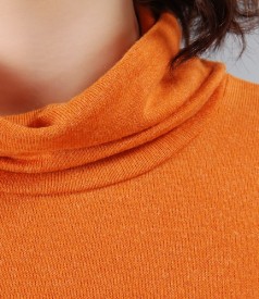 Orange jersey t-shirt with collar