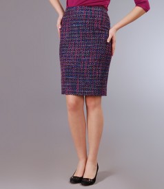 Skirt in multicolored loops with purple thread