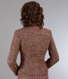 Jacket of multicolored colored curls with green thread