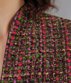 Jacket of multicolored colored curls with green thread
