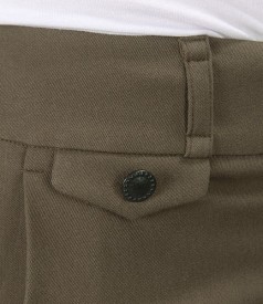 Khaki office trousers with cuffs