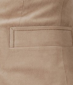 Stretch velvet jacket in beige cotton