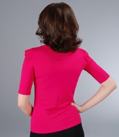 Elastic jersey t-shirt with fins