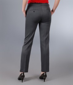 Gray office trousers with cuffs and pockets