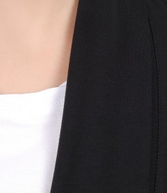 Black jersey blouse with shawl collar