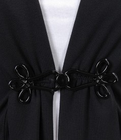 Black jersey blouse with shawl collar