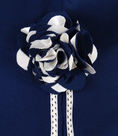 Elegant navy blue jacket with flower