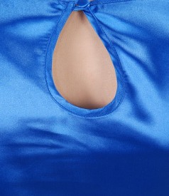 Blue elastic satin blouse