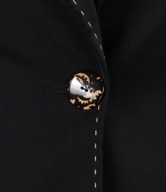 Black office jacket with beige stitches