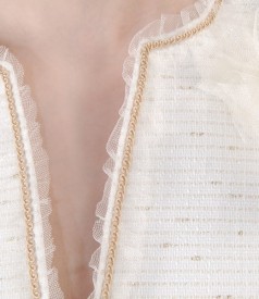 Elegant jacket with cotton and golden thread