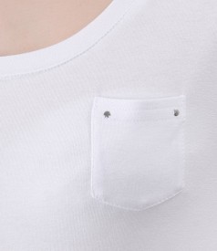 Elastic jersey t-shirt with cuffs