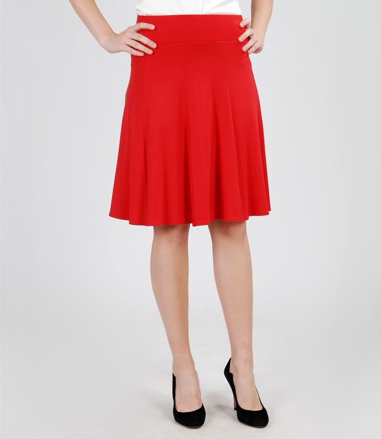 Skirt in red jersey with gussets