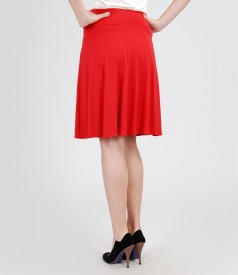 Skirt in red jersey with gussets