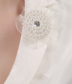 Elegant jacket garnished with brocard and tulle