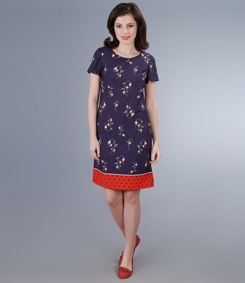 Print dress with short sleeves