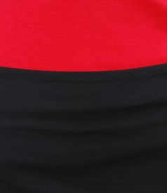 Skirt from black elastic cotton with satin effect