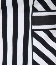 Elastic cotton jacket in black and white stripes