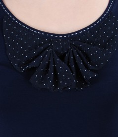 Navy jersey t-shirt with veil bow