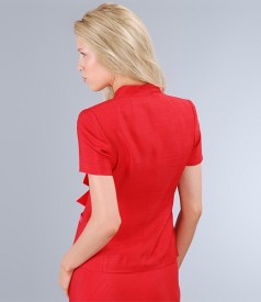 Red viscose jacket with bow